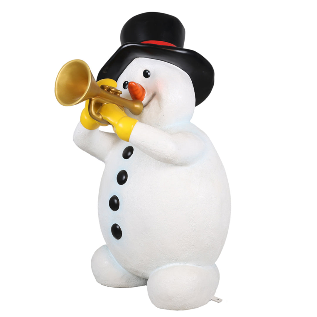 Snowman w/ Trumpet Resin Statue