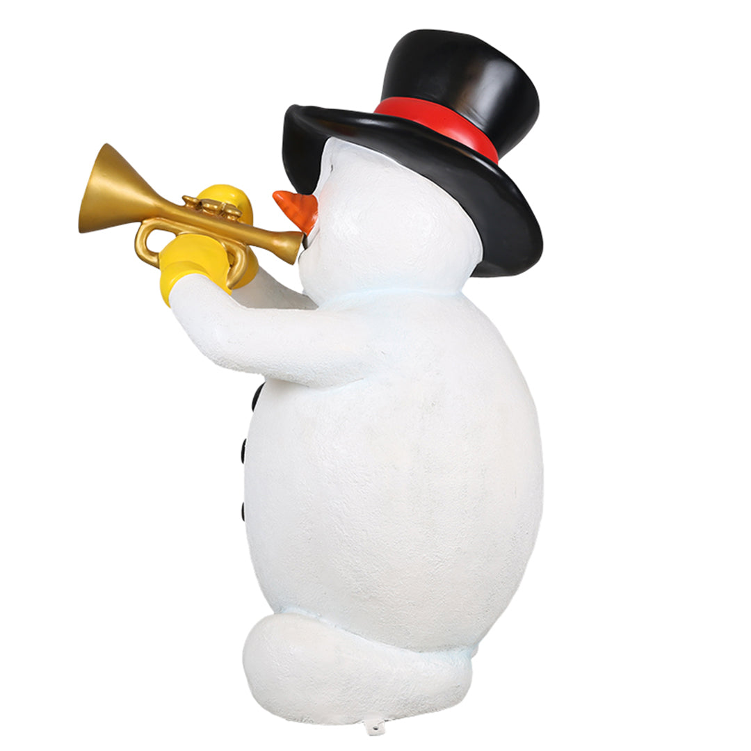 Snowman w/ Trumpet Resin Statue