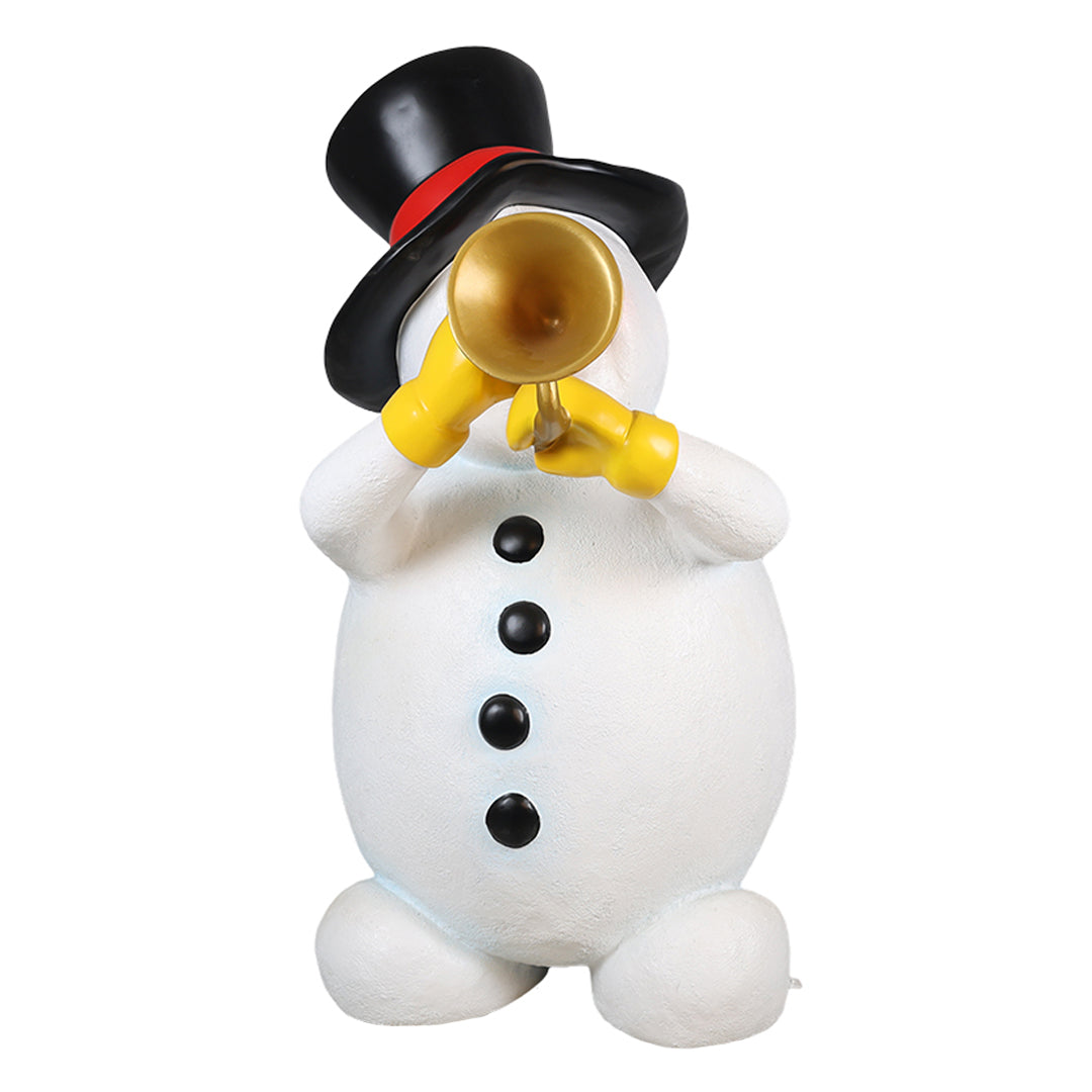 Snowman w/ Trumpet Resin Statue