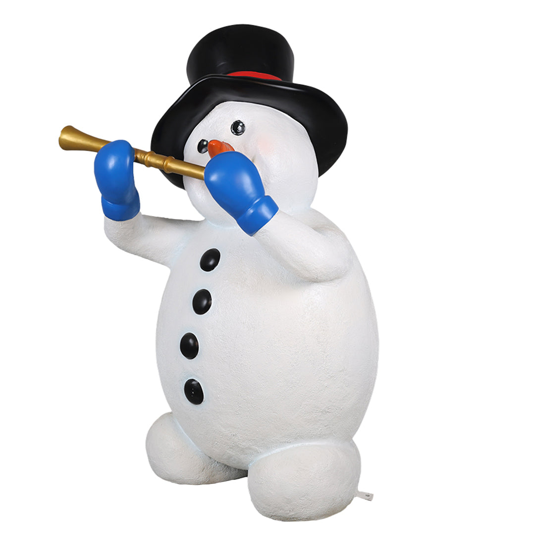 Snowman w/ Flute Resin Statue