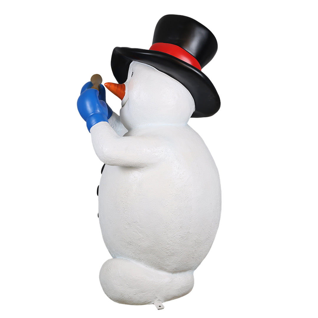 Snowman w/ Flute Resin Statue
