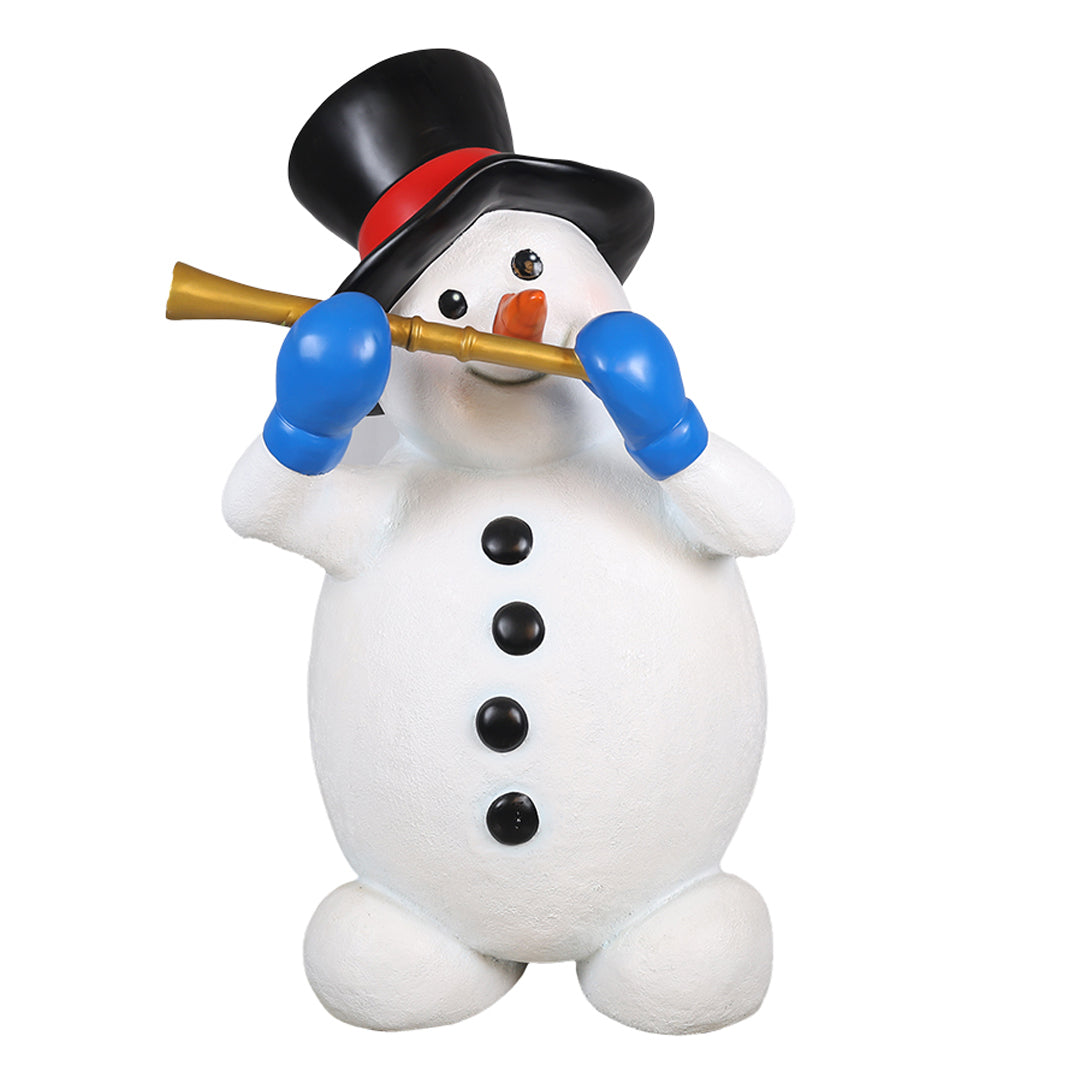 Snowman w/ Flute Resin Statue