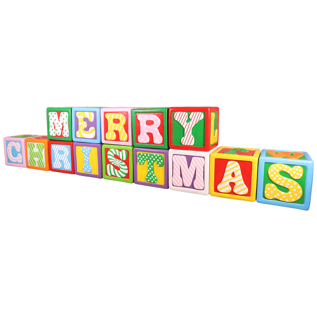 Merry Christmas Letter Block Resin Statue