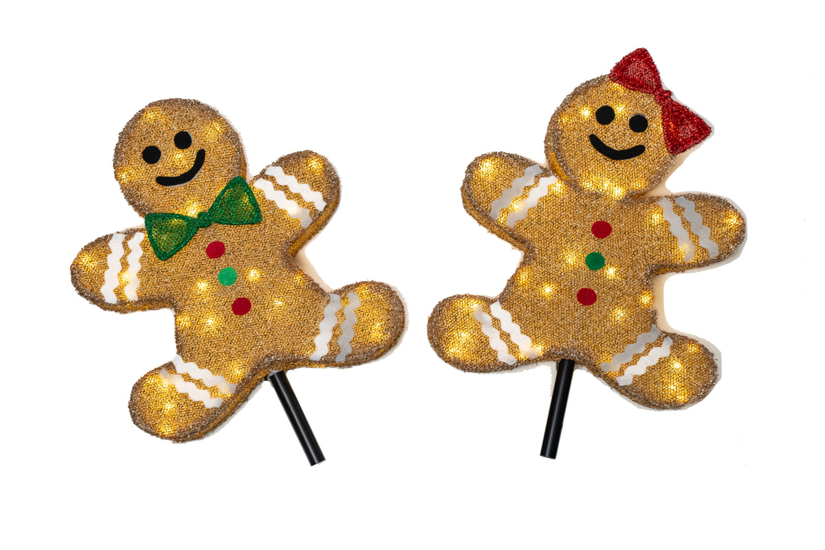 20" Gingerbread Boy & Girl Walkway Lights (Retail Box)