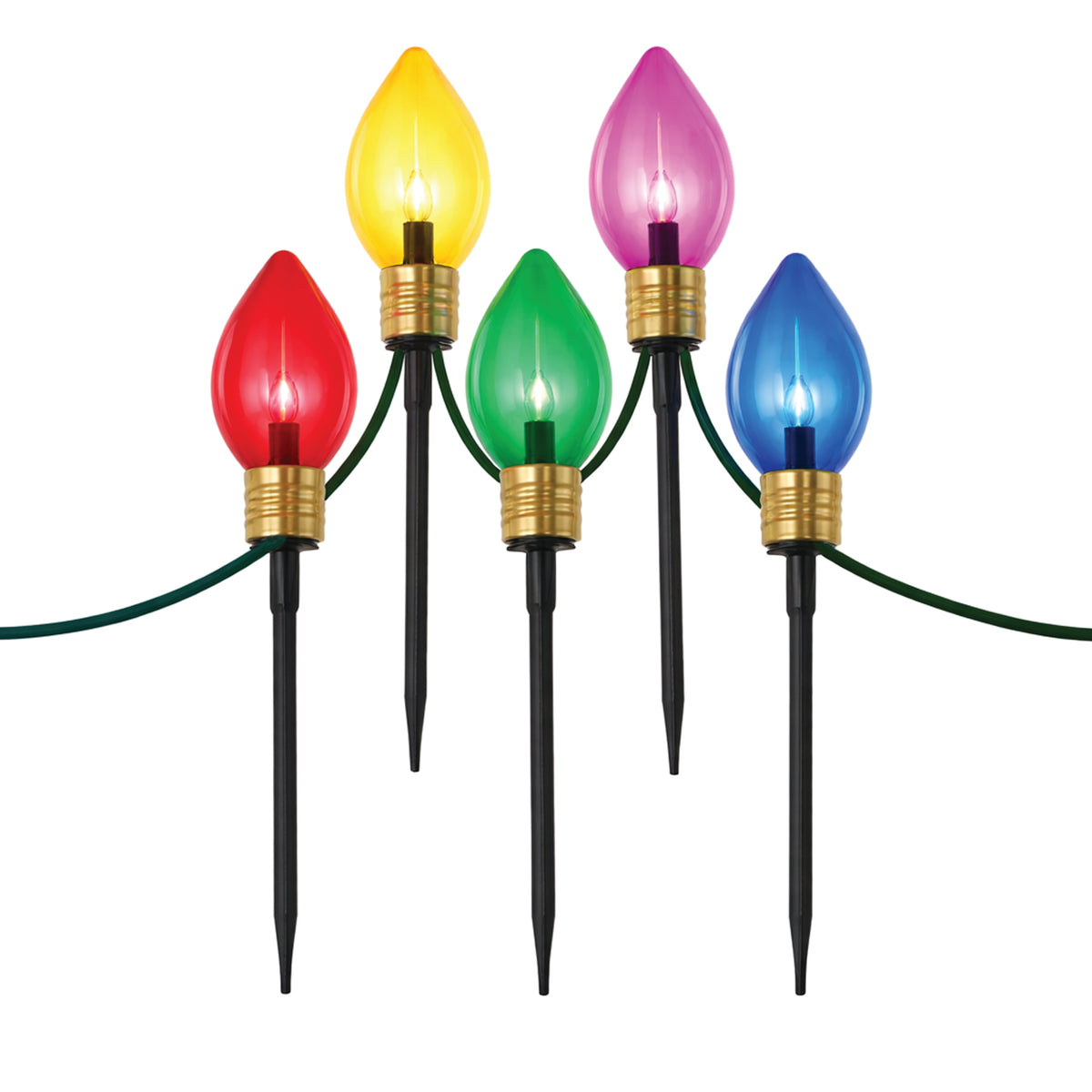 9" Christmas Bulb Walkway Stakes (Retail Box)