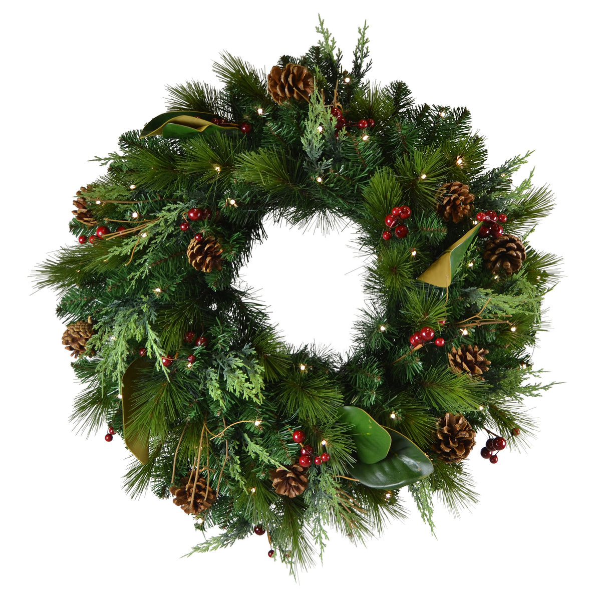 Mixed Juniper Pine Wreaths (Battery Operated)