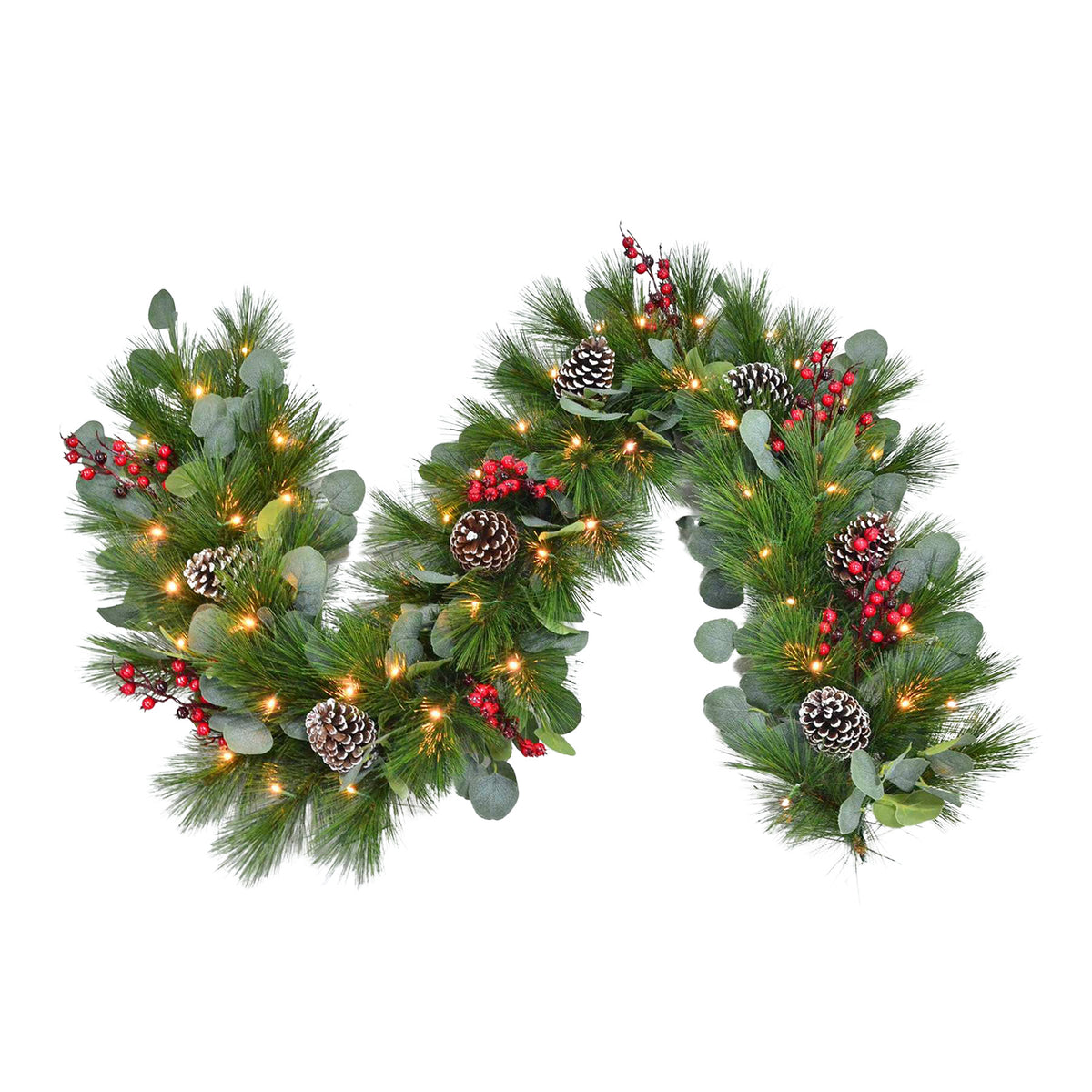 Mixed Eucalyptus w/ Rose Hips Garlands (Battery Operated)