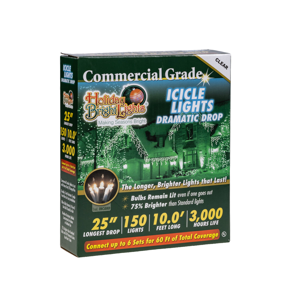 6MM 150L Incandescent Icicle Lights (Retail Box)