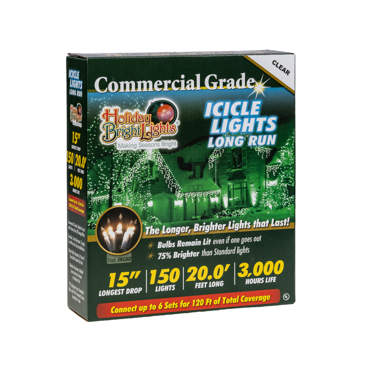 6MM 150L Incandescent Icicle Lights (Retail Box)