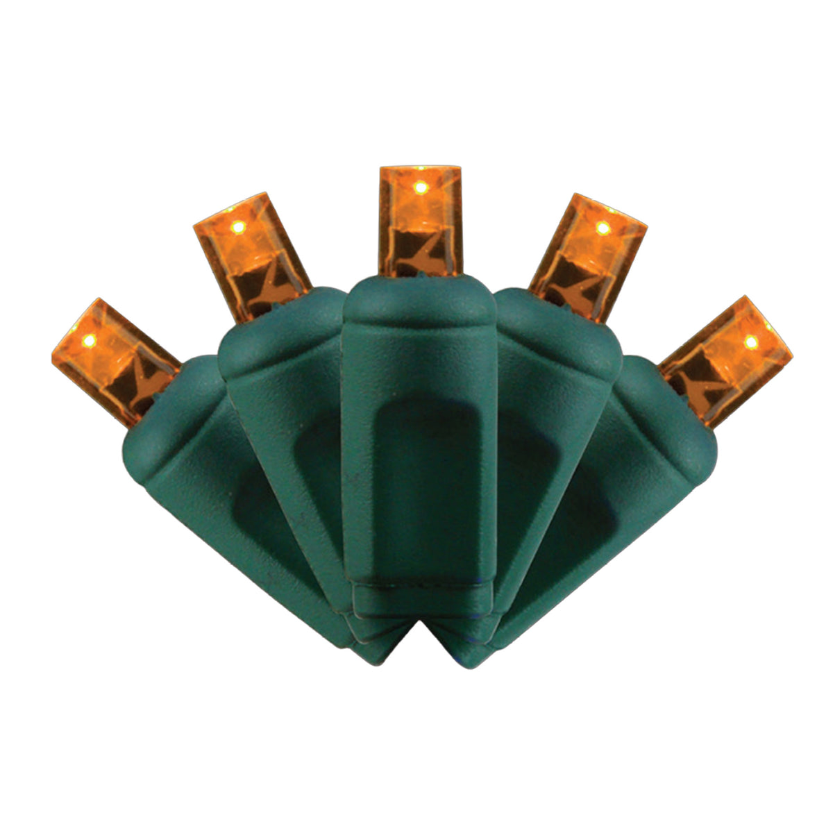 5MM Concave 50L Lights - 4" Spacing - Green Cord (Balled)