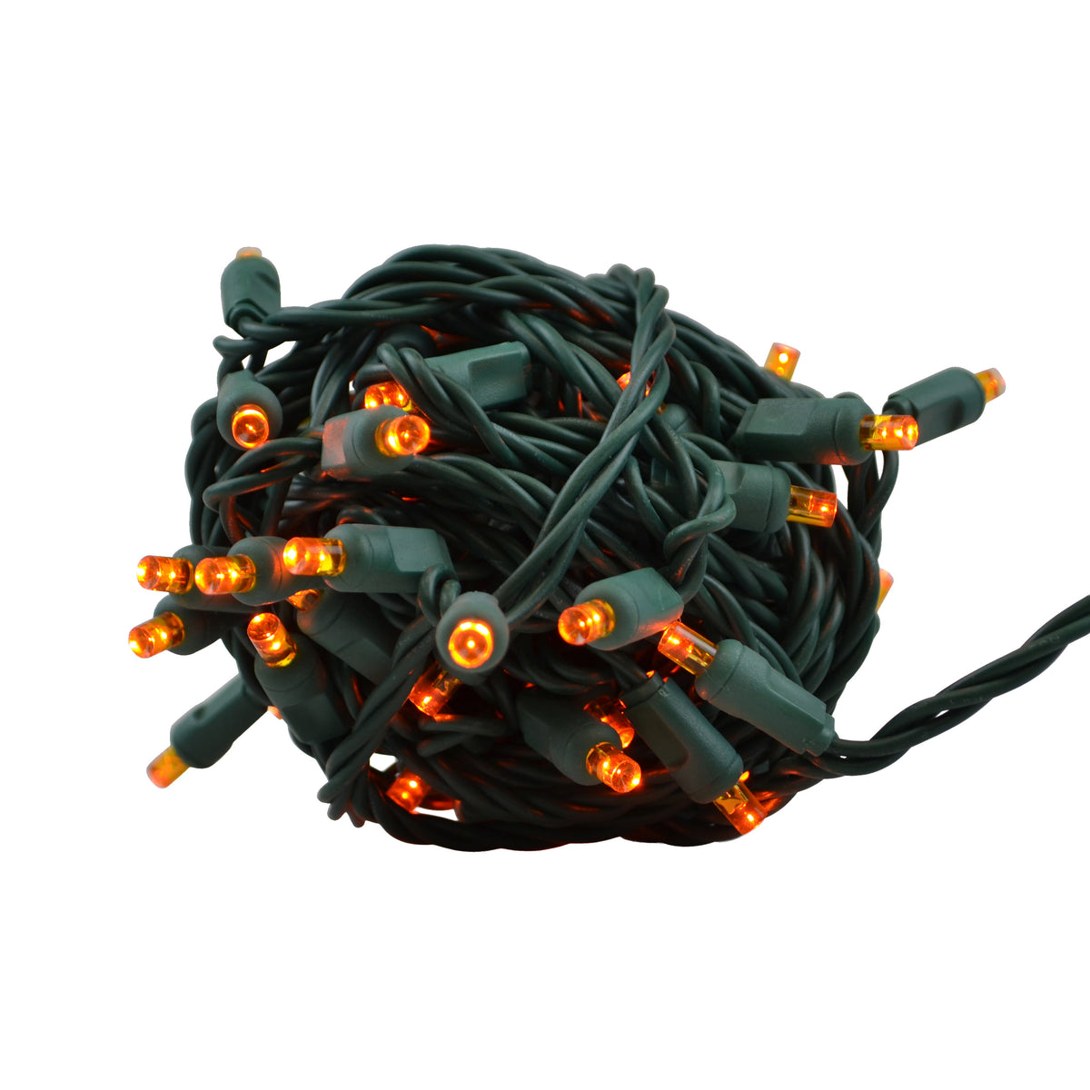 5MM Concave 50L Lights - 4" Spacing - Green Cord (Balled)