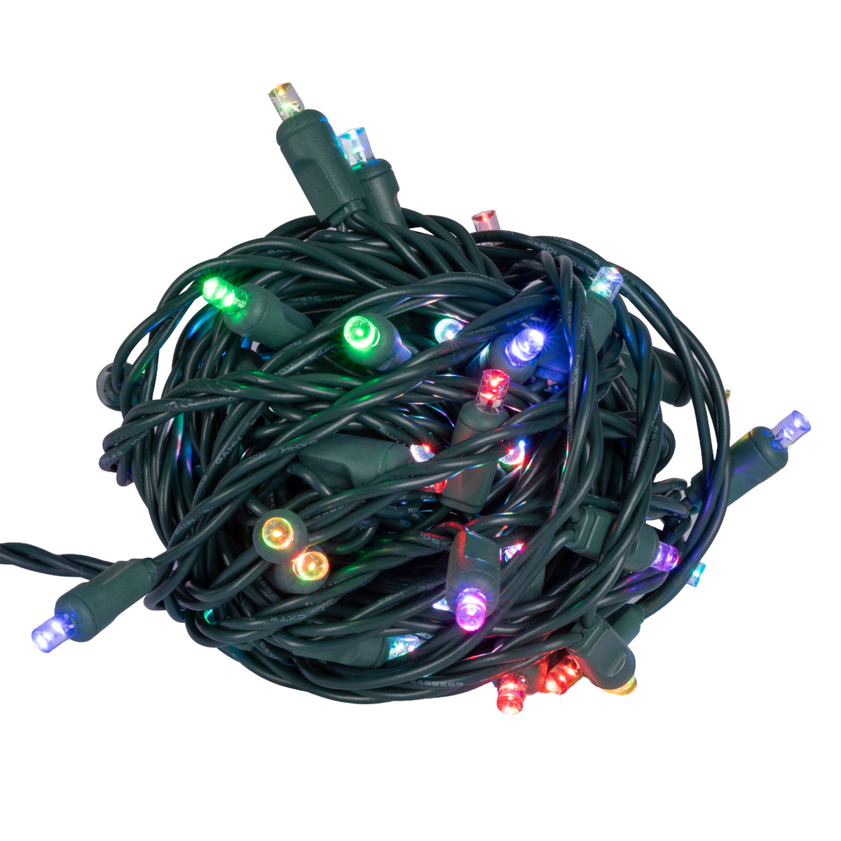 5MM Concave 50L Lights - 6" Spacing - Green Cord (Balled)