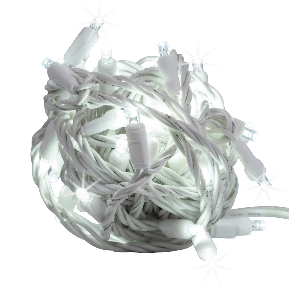5MM Concave 50L Lights - 6" Spacing - White Cord (Balled)