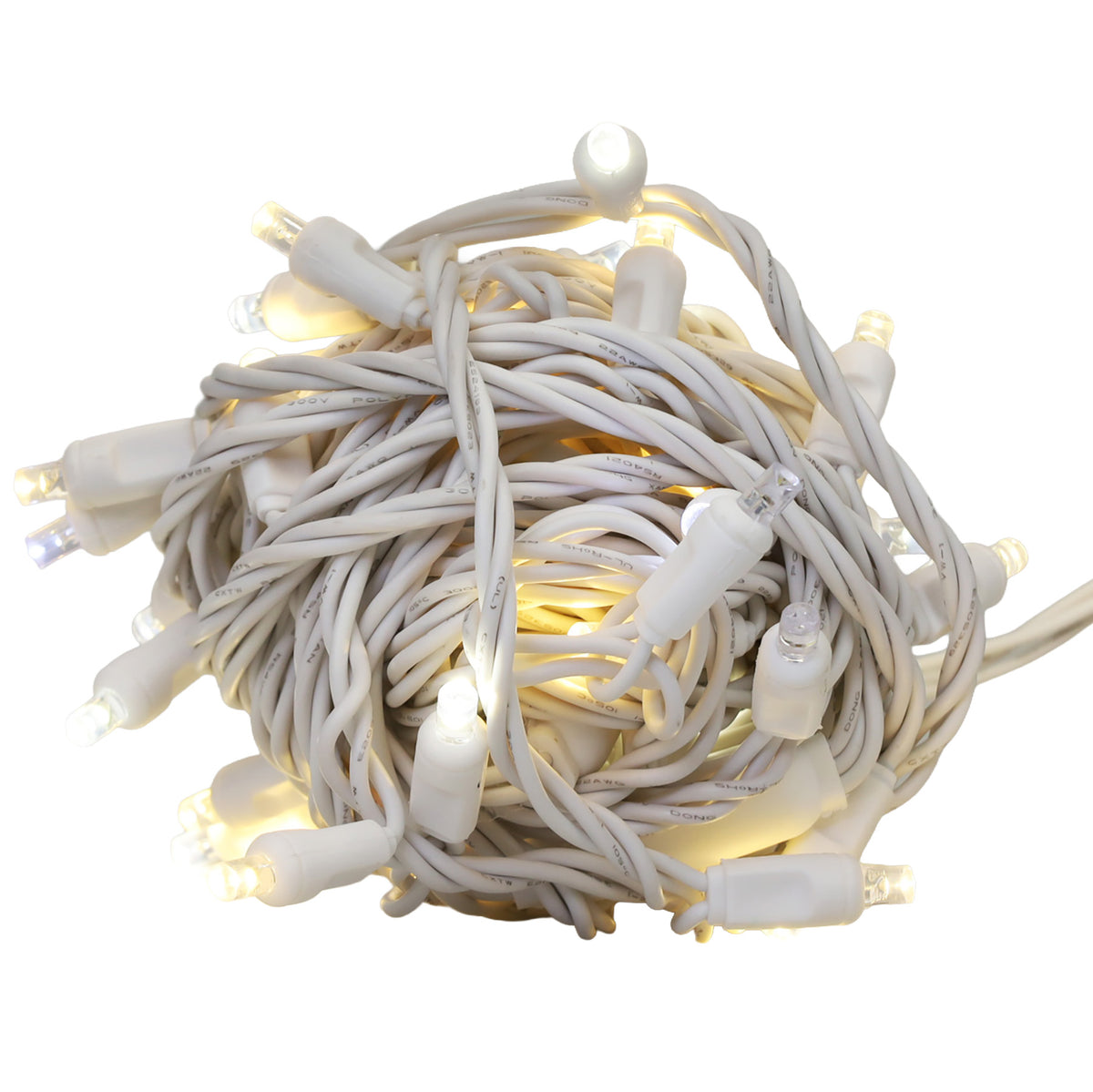 5MM Concave 50L Lights - 6" Spacing - White Cord (Balled)