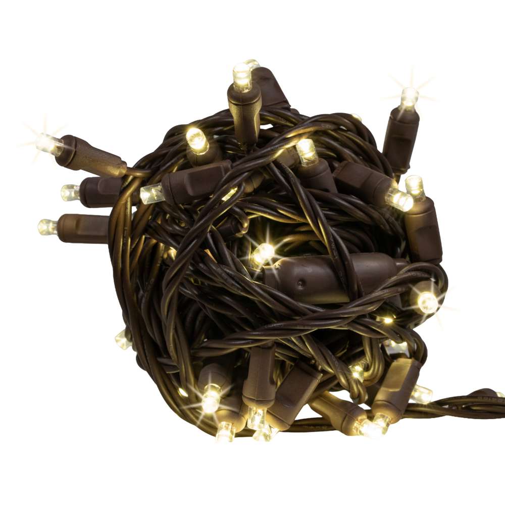 5MM Concave 50L Lights - 6" Spacing - Brown Cord (Balled)