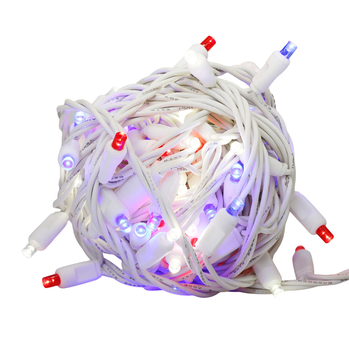 5MM Concave 70L Lights - 4" Spacing - White Cord (Balled)