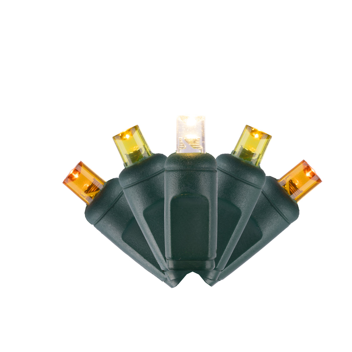 5MM Concave 70L Lights - 4" Spacing - Green Cord (Balled)