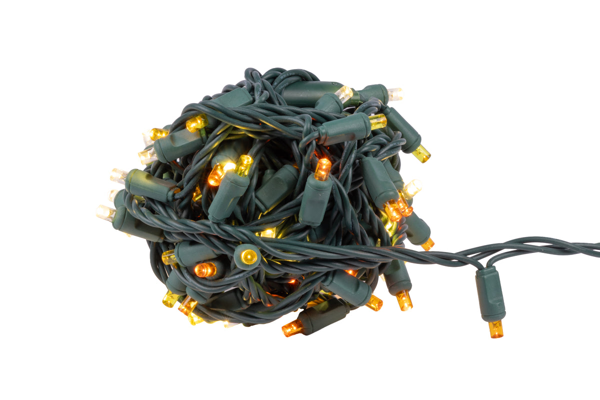 5MM Concave 70L Lights - 4" Spacing - Green Cord (Balled)