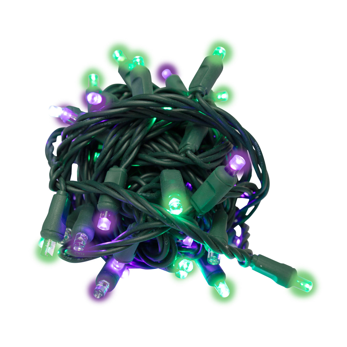 5MM Concave 70L Lights - 4" Spacing - Green Cord (Balled)