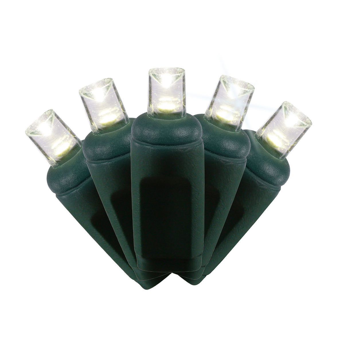 5MM Concave 50L Lights - 4" Spacing - Green Cord (Retail Box)