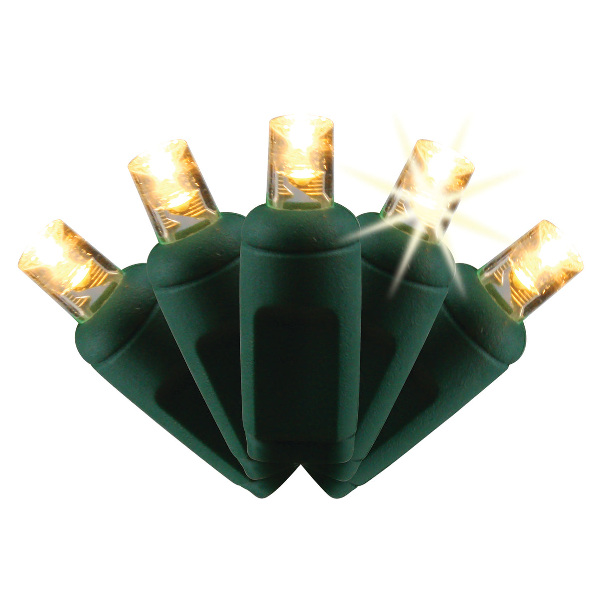 5MM Concave 50L Lights - 4" Spacing - Green Cord (Retail Box)