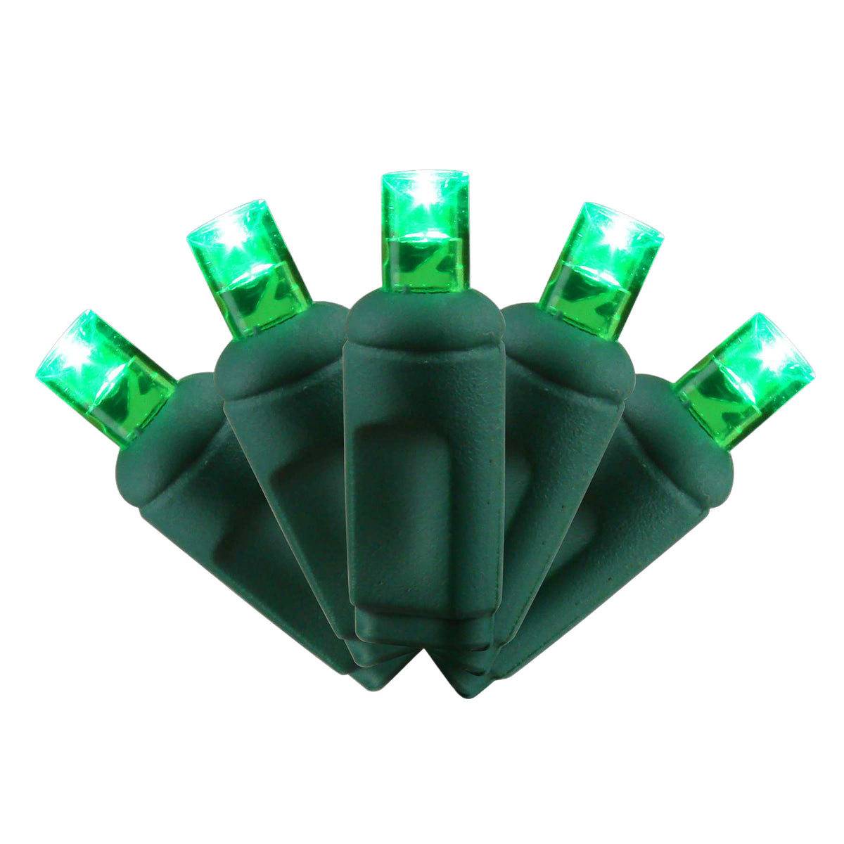 5MM Concave 50L Lights - 6" Spacing - Green Cord (Retail Box)