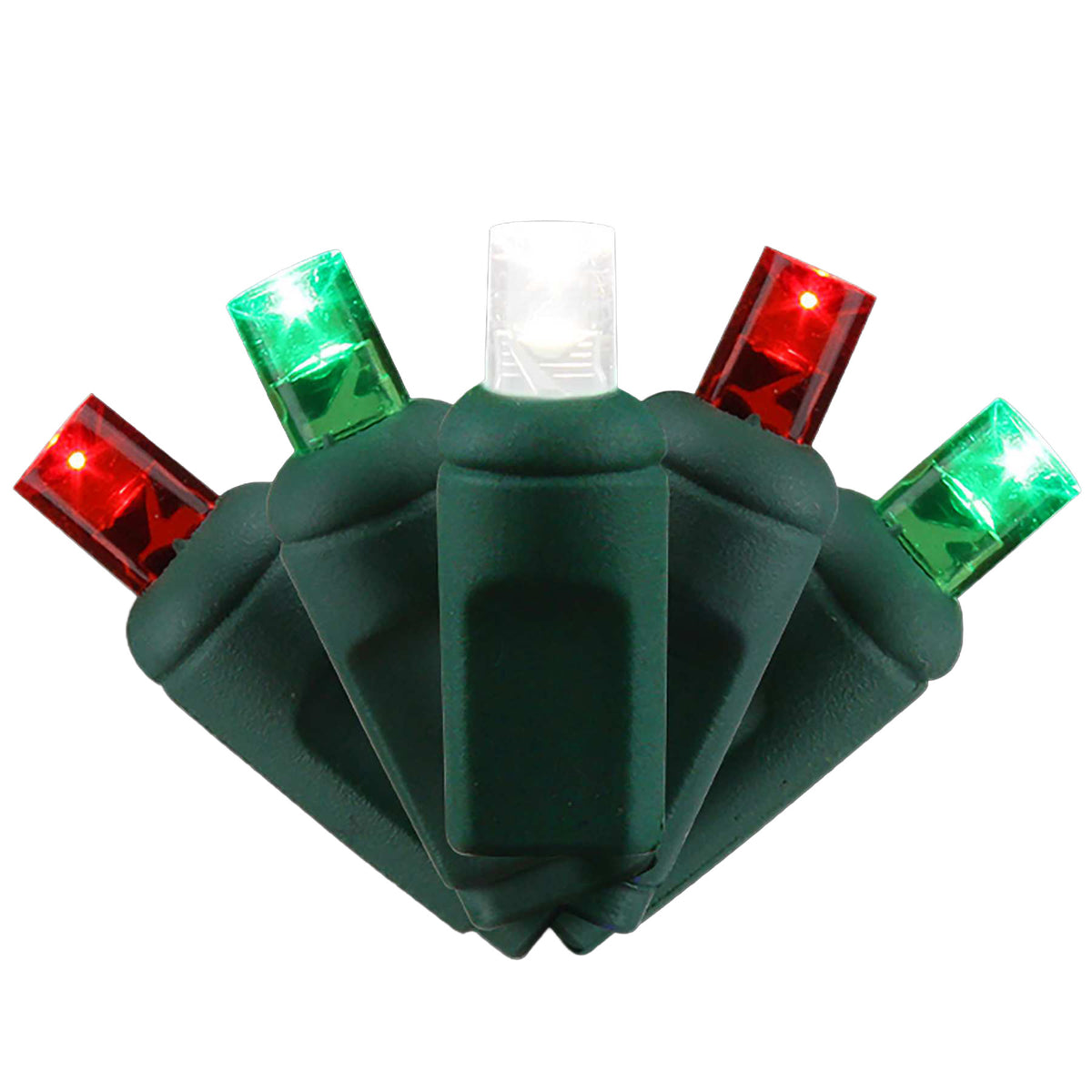 5MM Concave 50L Lights - 6" Spacing - Green Cord (Retail Box)