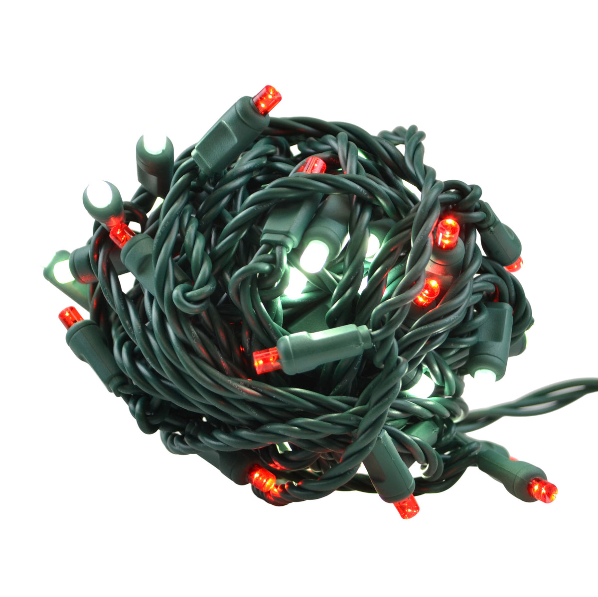 5MM Concave 50L Lights - 6" Spacing - Green Cord (Balled)