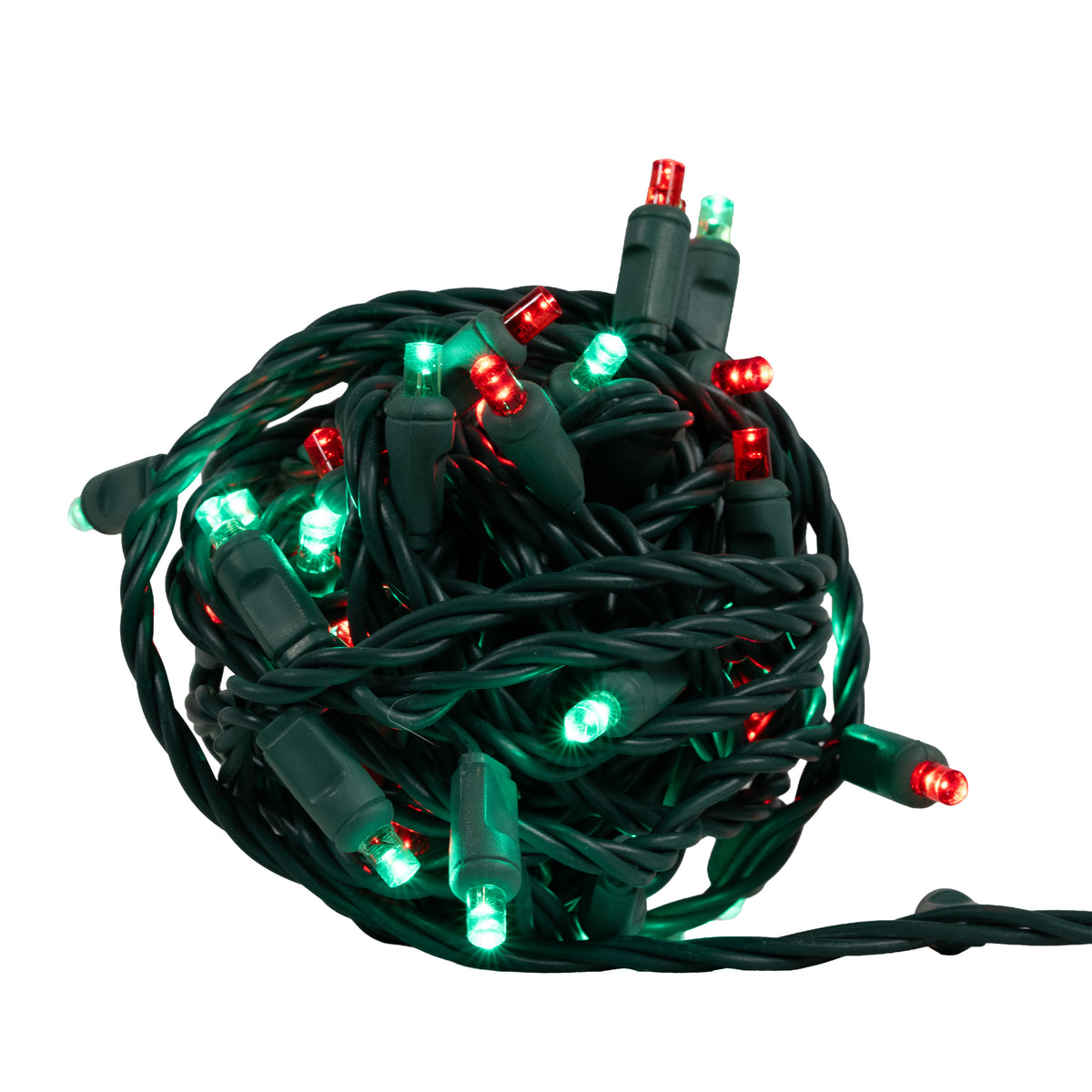 5MM Concave 50L Lights - 6" Spacing - Green Cord (Balled)