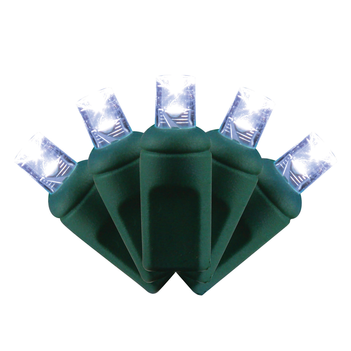 5MM Concave 50L Lights - 6" Spacing - Green Cord (Balled)