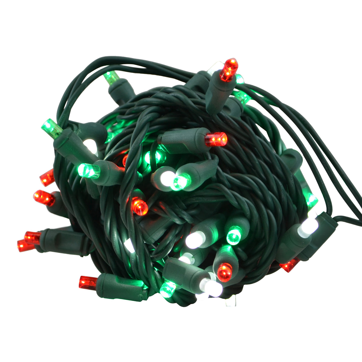 5MM Concave 50L Lights - 6" Spacing - Green Cord (Balled)