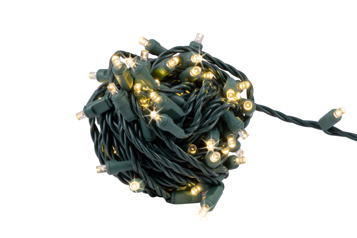 5MM Concave 50L Lights - 6" Spacing - Green Cord (Balled)