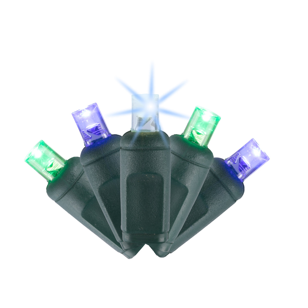5MM Concave 50L Lights - 6" Spacing - Green Cord (Balled)