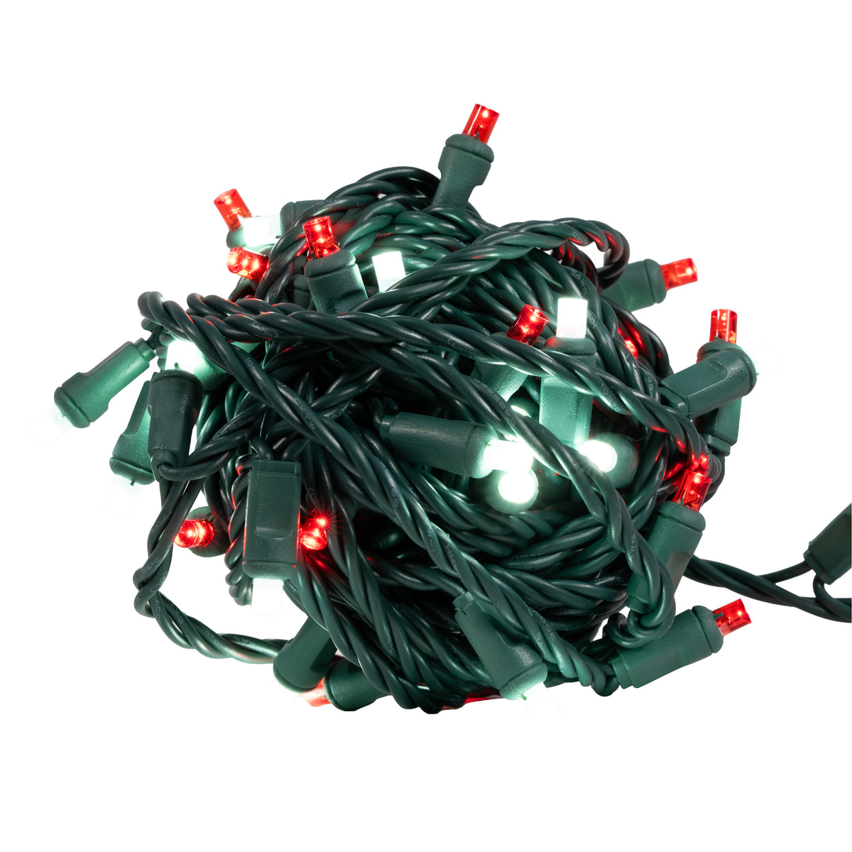 5MM Concave 50L Lights - 6" Spacing - Green Cord (Balled)