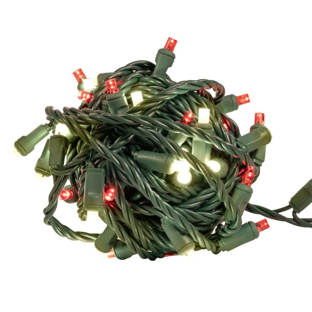 5MM Concave 50L Lights - 6" Spacing - Green Cord (Balled)