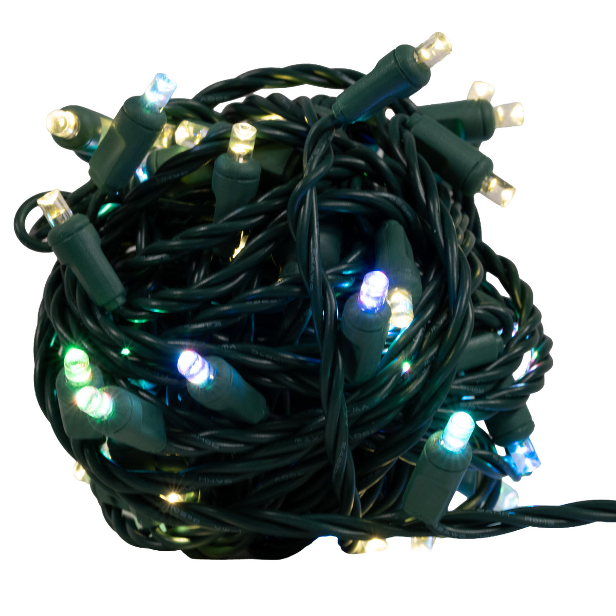 5MM Concave 50L Lights - 6" Spacing - Green Cord (Balled)