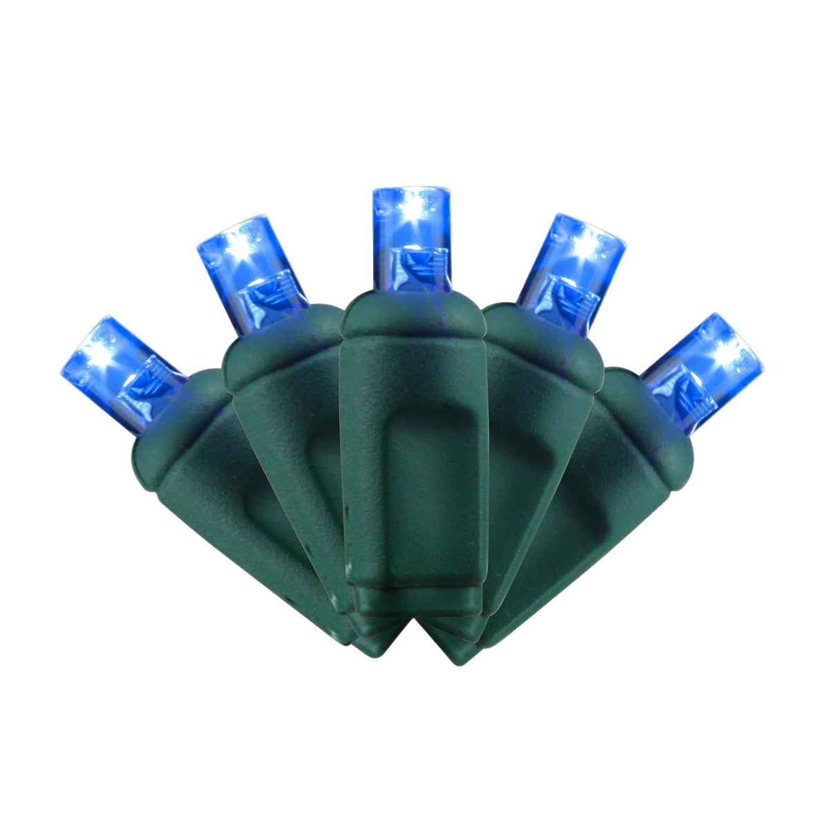 5MM Concave 70L Lights - 4" Spacing - Green Cord (Balled)
