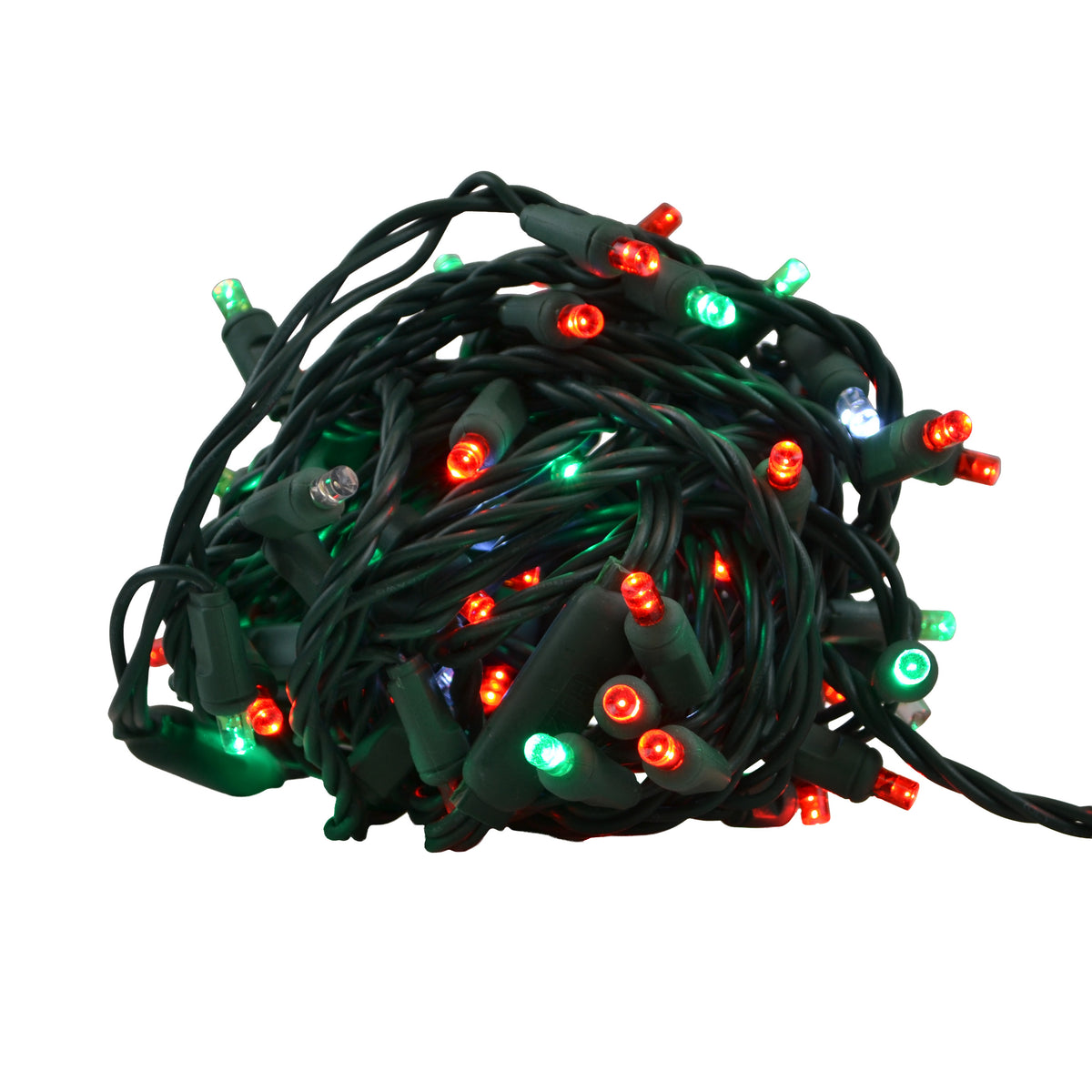 5MM Concave 70L Lights - 4" Spacing - Green Cord (Balled)