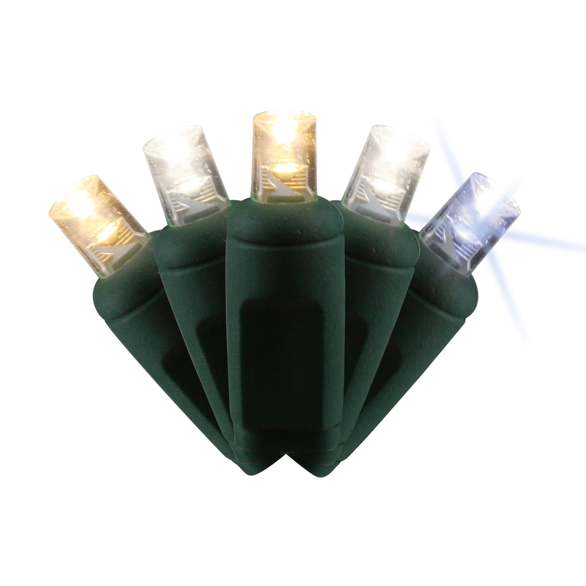 5MM Concave 70L Lights - 4" Spacing - Green Cord (Balled)