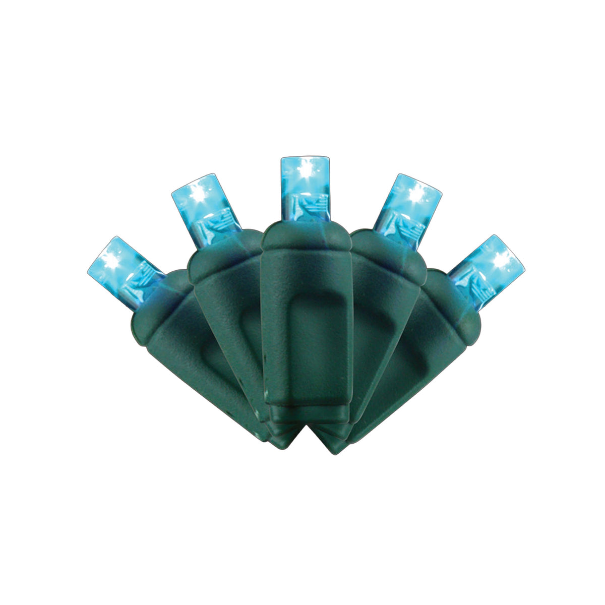 5MM Concave 70L Lights - 4" Spacing - Green Cord (Balled)