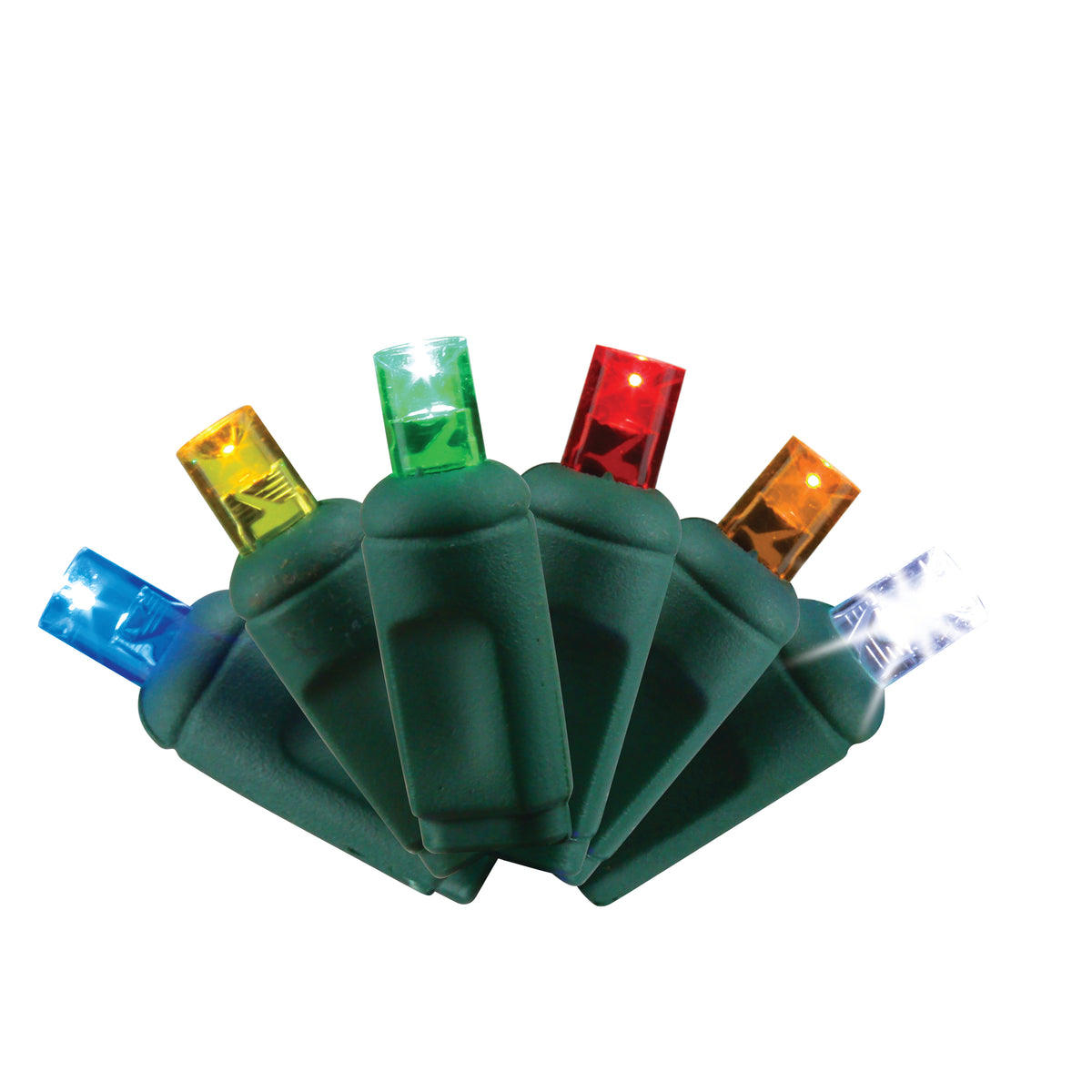 5MM Concave 70L Lights - 4" Spacing - Green Cord (Balled)