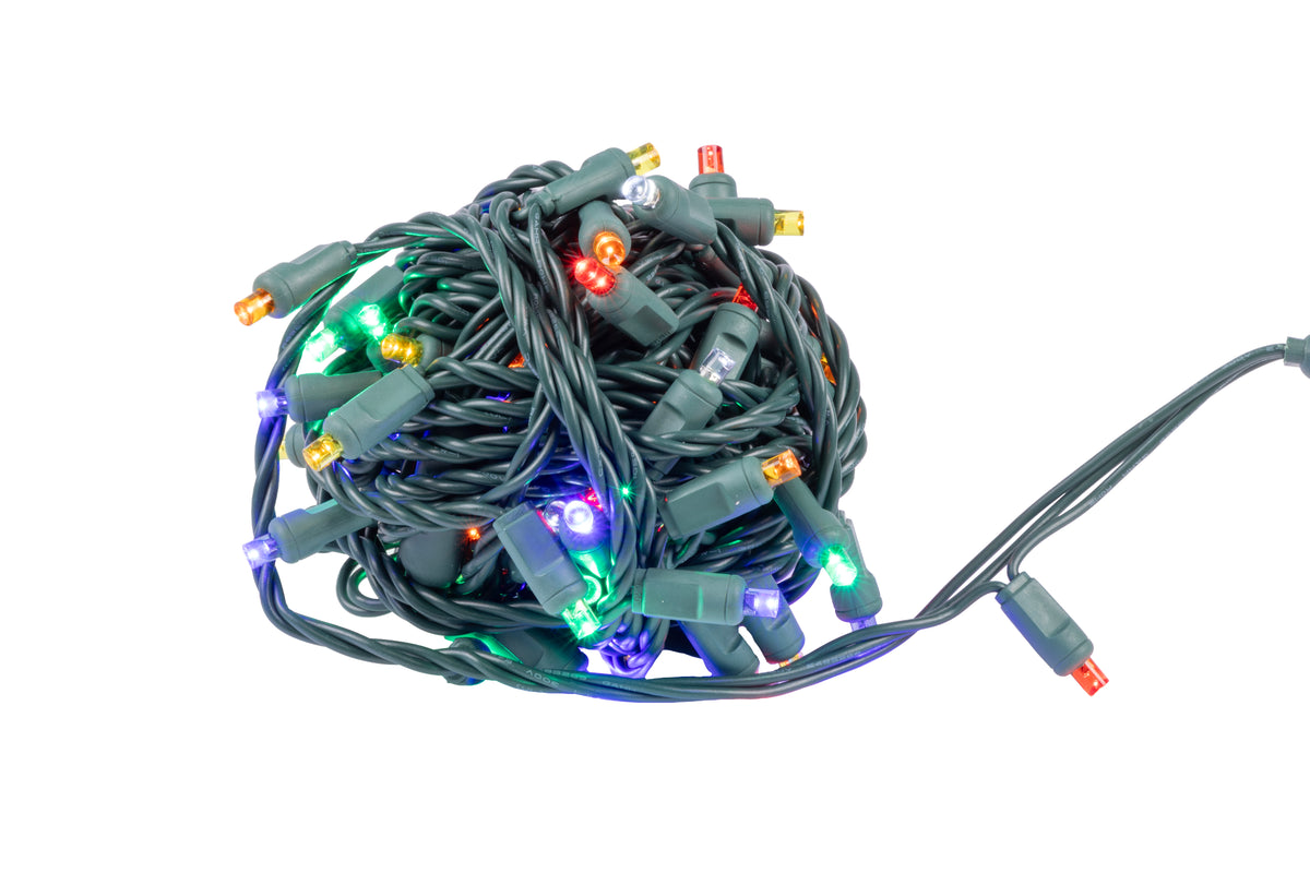 5MM Concave 70L Lights - 4" Spacing - Green Cord (Balled)