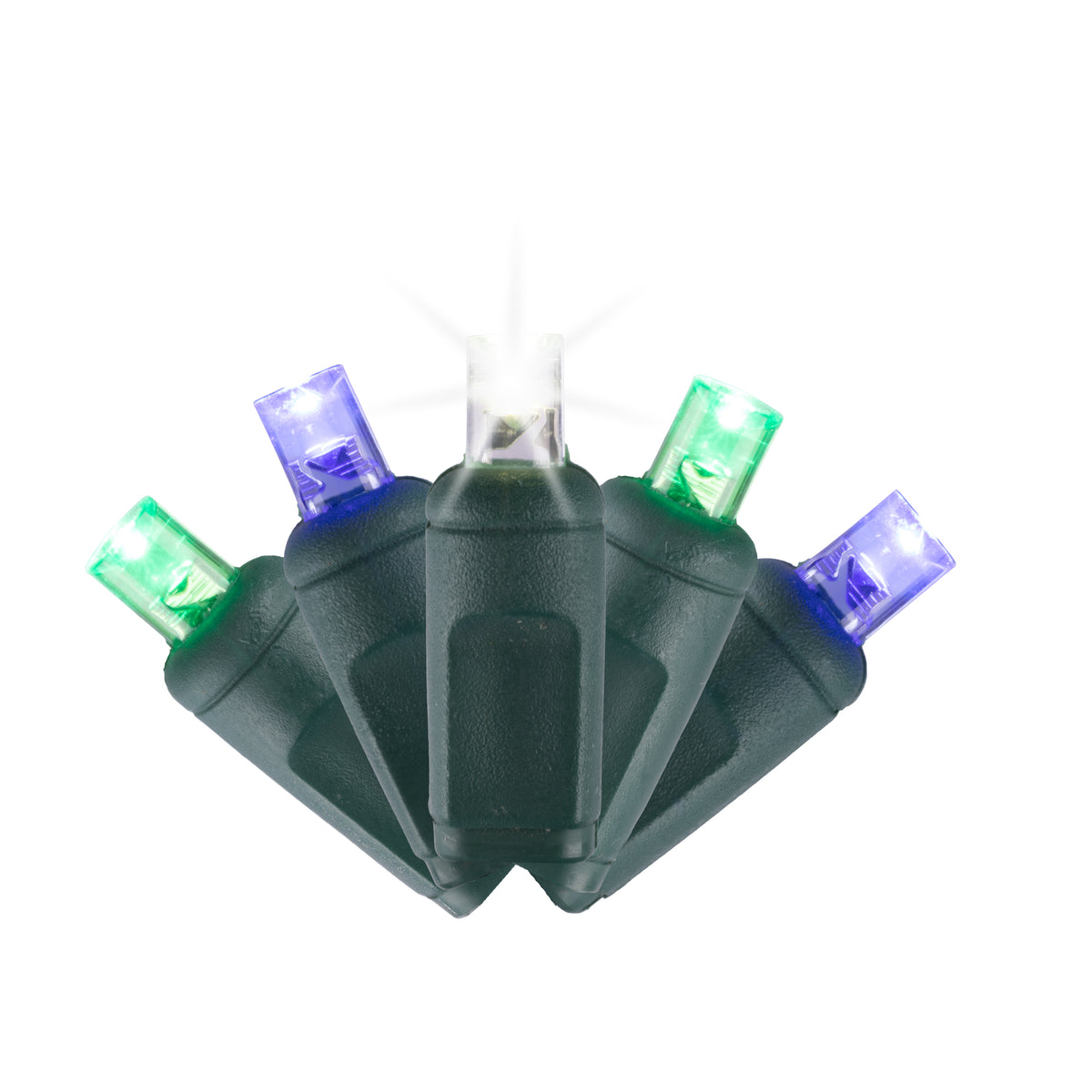 5MM Concave 70L Lights - 4" Spacing - Green Cord (Balled)