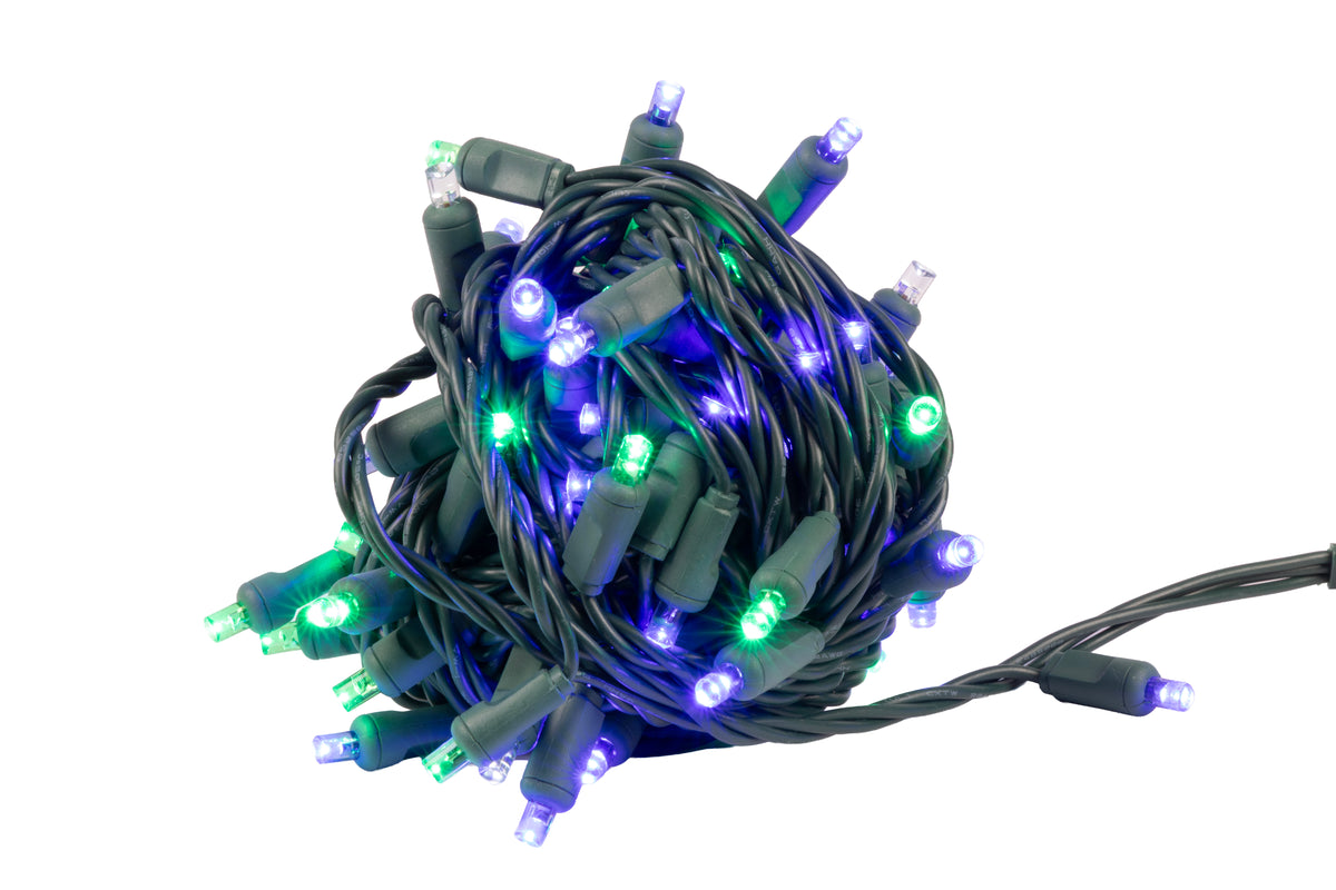 5MM Concave 70L Lights - 4" Spacing - Green Cord (Balled)