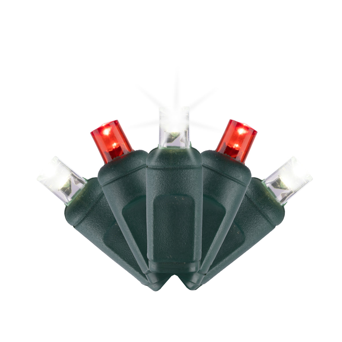 5MM Concave 70L Lights - 4" Spacing - Green Cord (Balled)