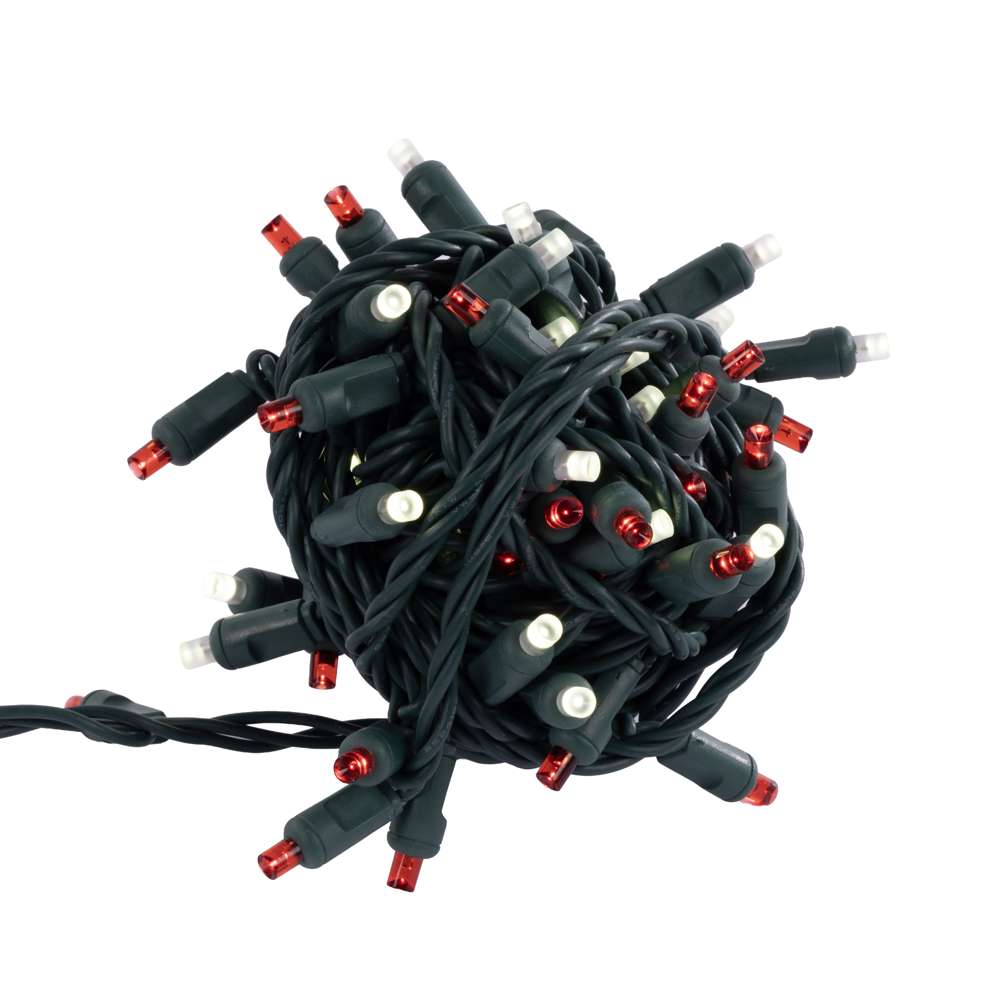 5MM Concave 70L Lights - 4" Spacing - Green Cord (Balled)