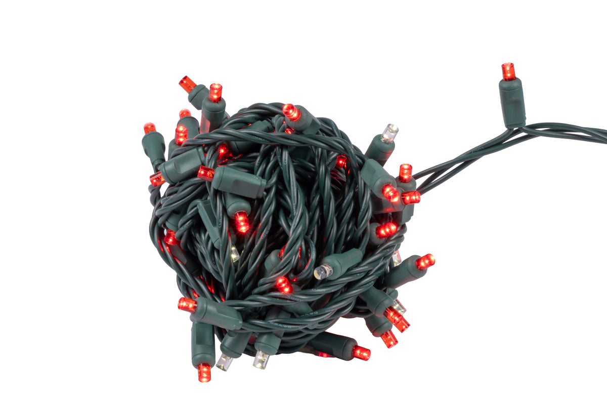 5MM Concave 70L Lights - 4" Spacing - Green Cord (Balled)