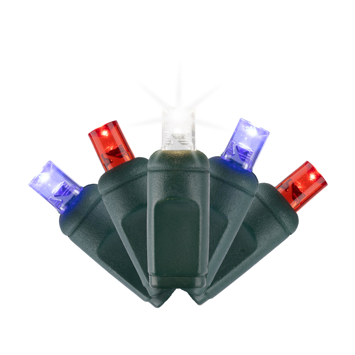 5MM Concave 70L Lights - 4" Spacing - Green Cord (Balled)