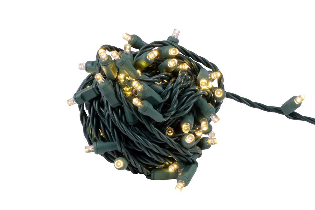 5MM Concave 70L Lights - 4" Spacing - Green Cord (Balled)
