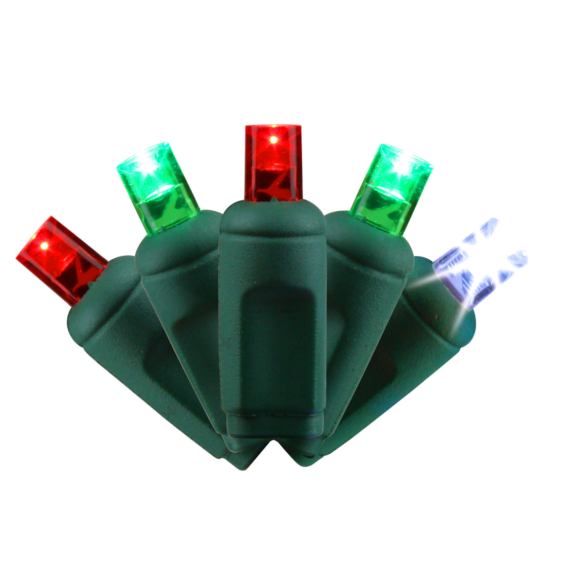 5MM Convex 50L Lights - 6" Spacing - Green Cord (Balled)